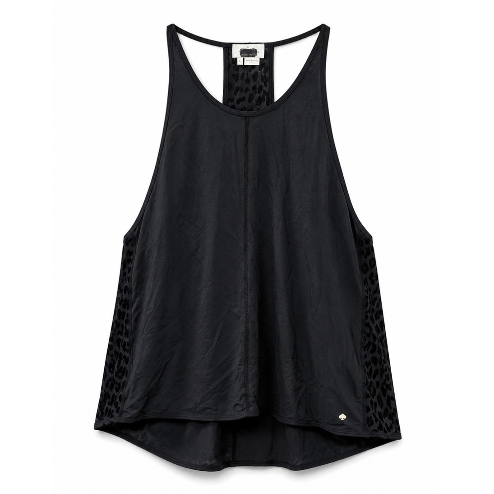 Kate Spade Black Leopard Print Racerback Tank Top Large Athletic Activewear